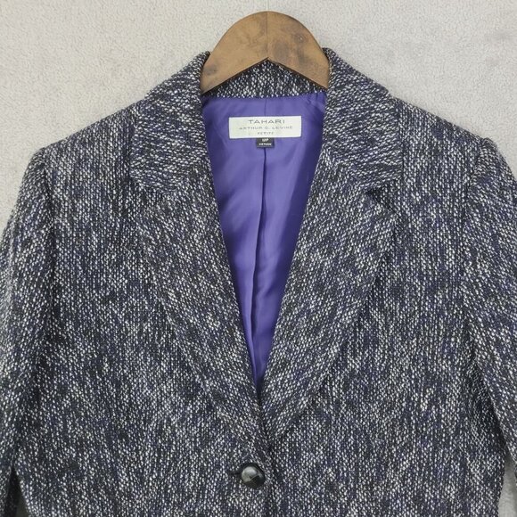 Tahari Arthur S. Levine Petite 12P Womens Tweed Blazer Jacket   JPT - Picture 6 of 8